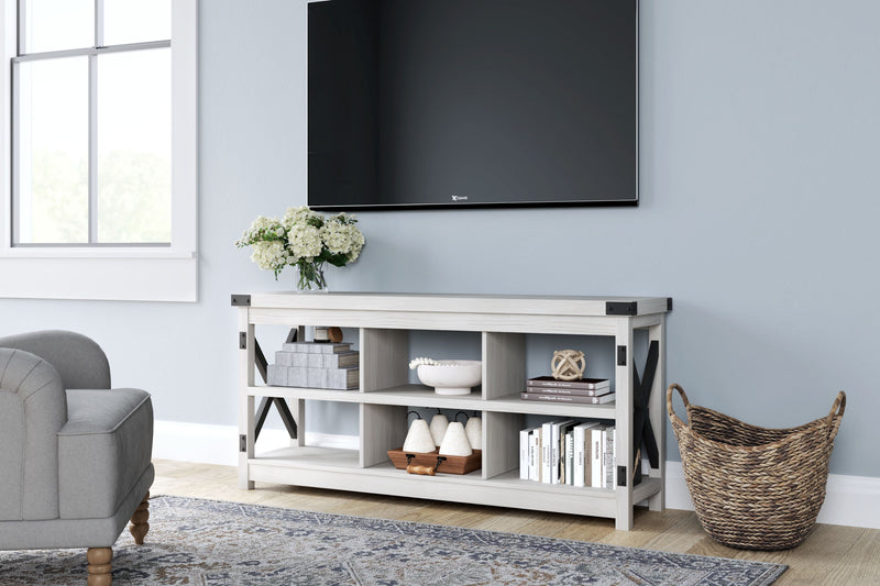 Bayflynn - White / Black - Large TV Stand.