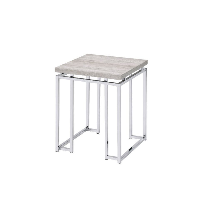 Chafik - End Table - Natural Oak & Chrome - Grand Furniture GA