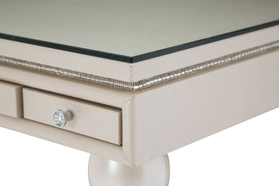 Glimmering Heights - Writing Desk w / Glass Top - Ivory.