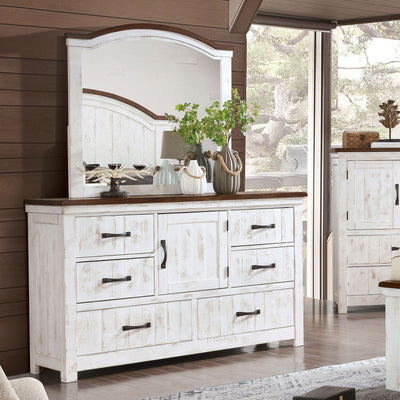 Alyson - Dresser - Distressed White / Walnut - Grand Furniture GA