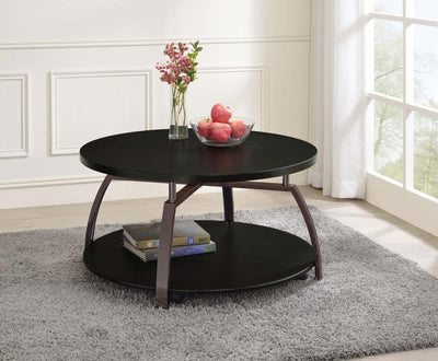 Dacre - Round Coffee Table - Dark Grey and Black Nickel.