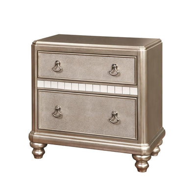 Bling Game - 2-Drawer Nightstand - Metallic Platinum.