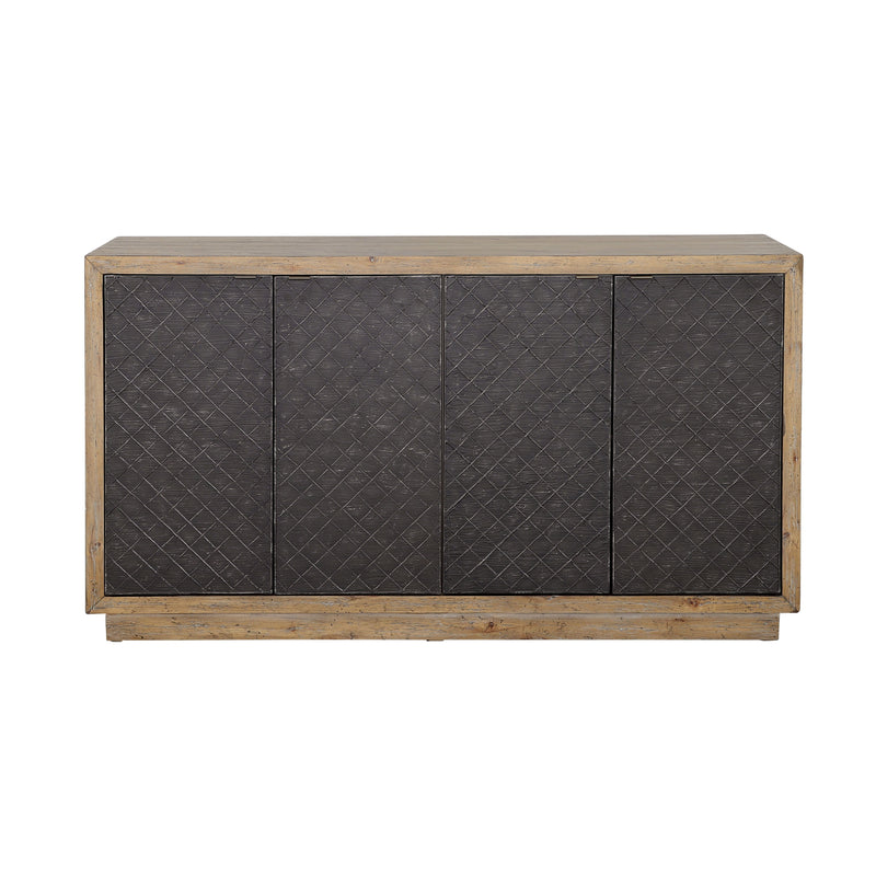 Tyler - Four Door Credenza - Natural & Black.