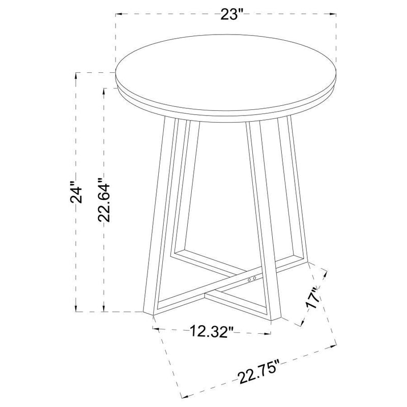 Hugo - Metal Base Round End Table - White and Matte Black.