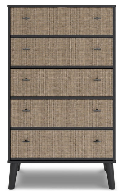 Charlang - Black / Gray - Five Drawer Chest.