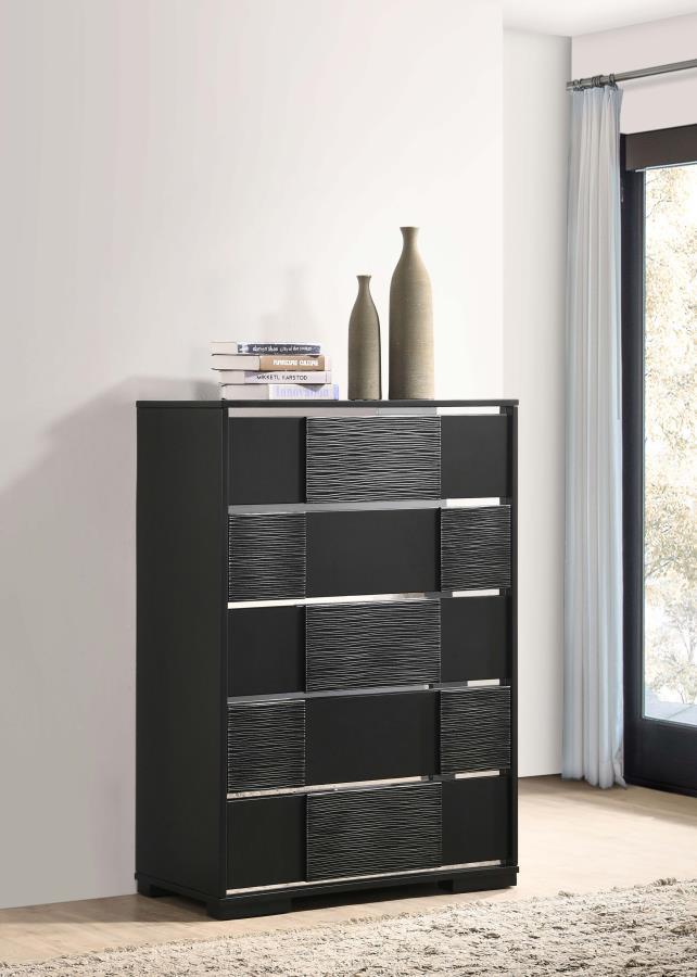 Blacktoft - 5-Drawer Chest - Black - Grand Furniture GA