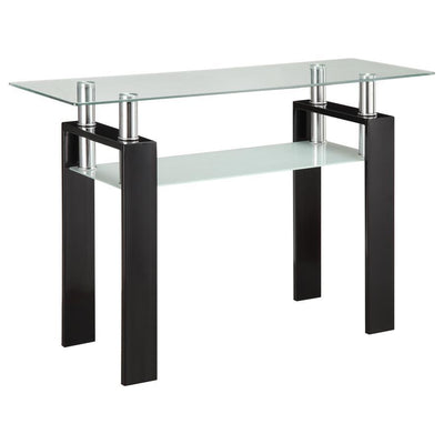 Dyer - Tempered Glass Sofa Table With Shelf - Black.