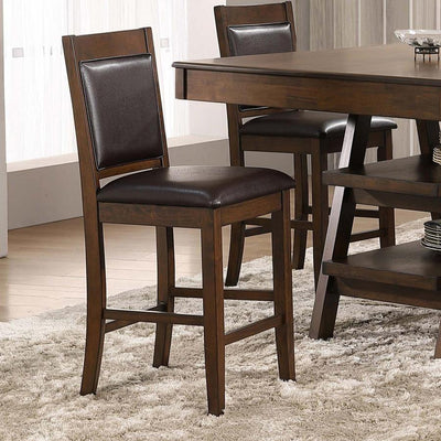 Dewey - Upholstered Counter Height Chairs With Footrest (Set of 2) - Brown and Walnut.