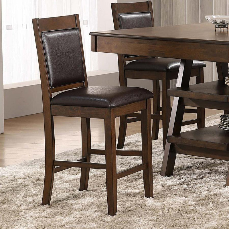 Dewey - Upholstered Counter Height Chairs With Footrest (Set of 2) - Brown and Walnut.