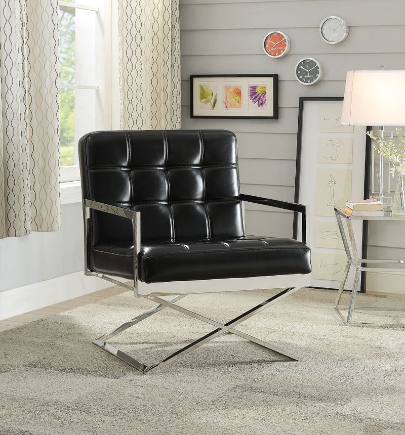 Rafael - Accent Chair - Black PU & Stainless Steel - Grand Furniture GA