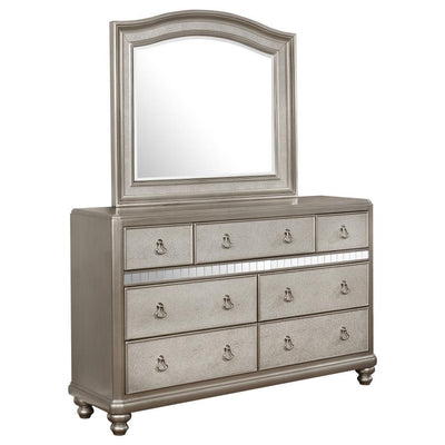 Bling Game - 7-Drawer Dresser With Mirror - Metallic Platinum