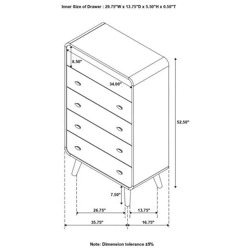 Robyn - 5-Drawer Chest - Dark Walnut.