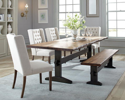 Bexley - Rectangular Live Edge Dining Set - Natural Honey And Espresso - Grand Furniture GA