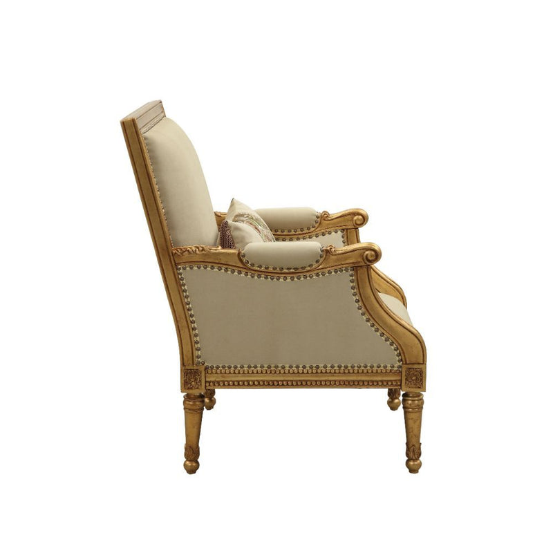 Daesha - Accent Chair - Tan Flannel & Antique Gold - Grand Furniture GA