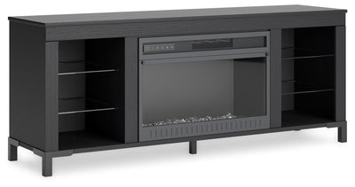 Cayberry - Black - TV Stand With Fireplace.