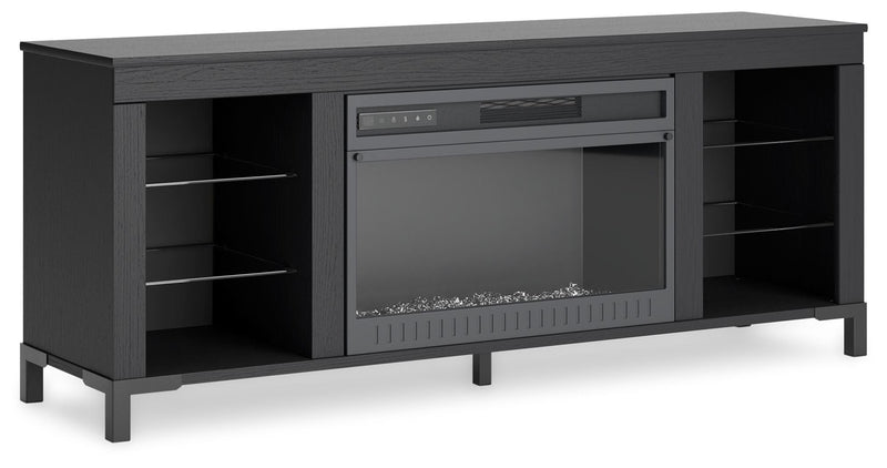 Cayberry - Black - TV Stand With Fireplace.