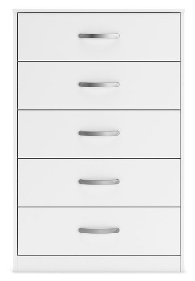 Flannia - White - Five Drawer Chest - 46" Height.