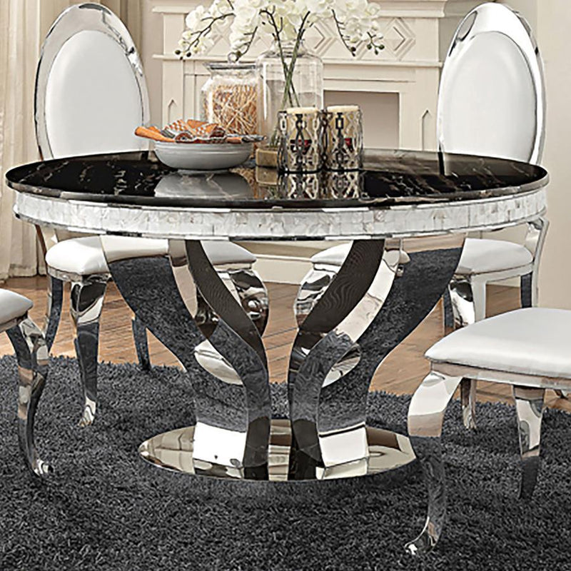 Anchorage - Round Dining Table - Chrome And Black - Grand Furniture GA