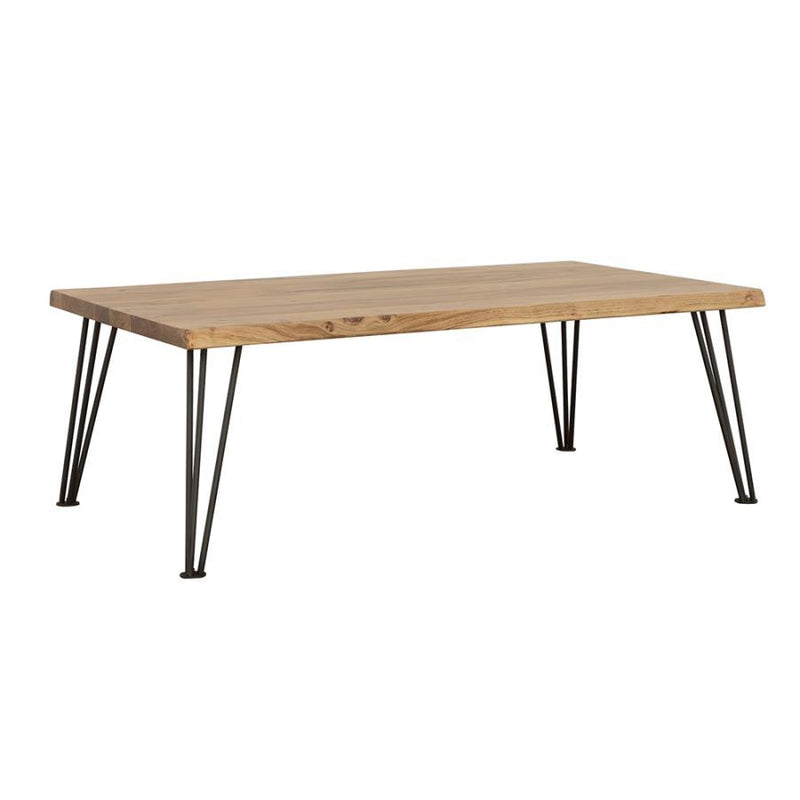 Zander - Coffee Table With Hairpin Leg - Natural and Matte Black.