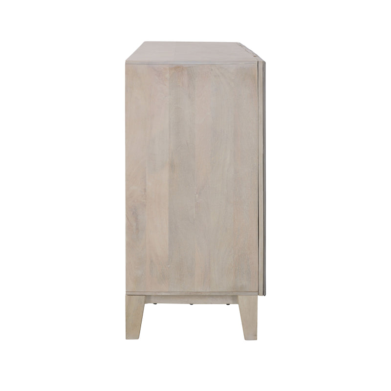 Starlight - Four Door Credenza - Whitewash & Silver.