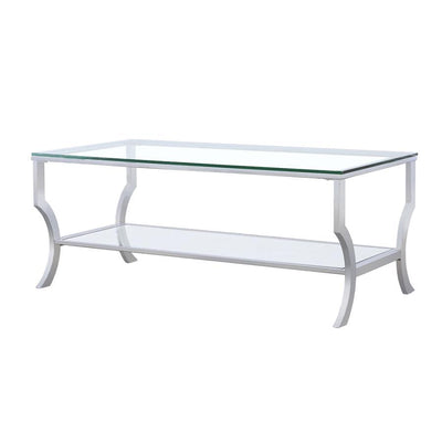 Saide - Rectangular Coffee Table With Mirrored Shelf - Chrome.