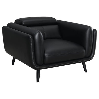 Shania - Track Arms Chair With Tapered Legs - Black.