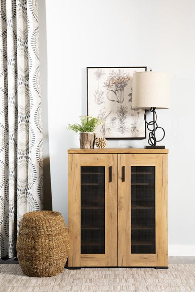 Bristol - Metal Mesh Door Accent Cabinet - Golden Oak - Grand Furniture GA