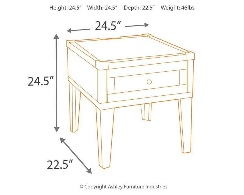 Todoe - Dark Gray - Rectangular End Table.