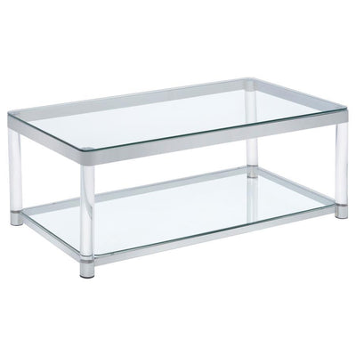 Anne - Coffee Table With Lower Shelf - Chrome And Clear - Coffee Tables - Grand Furniture GA