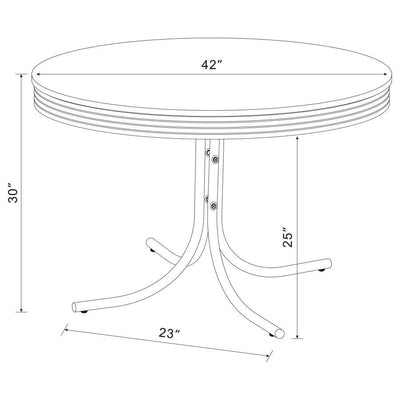 Retro - Round Dining Table - Glossy White and Chrome.