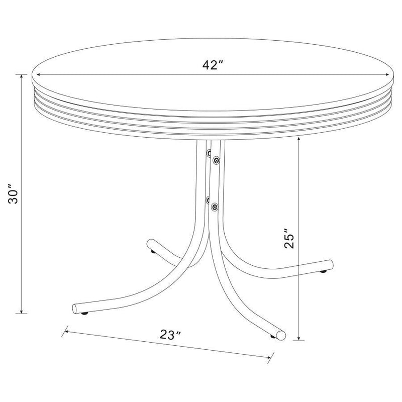 Retro - Round Dining Table - Glossy White and Chrome.