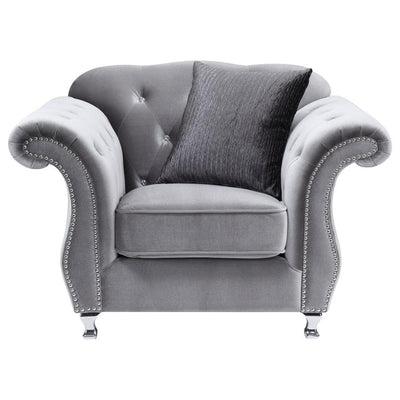 Frostine - Button Tufted Chair - Silver.