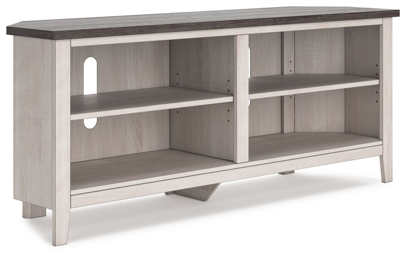 Dorrinson - Two-tone - Medium Corner TV Stand.