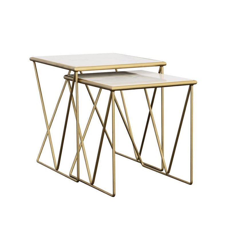 Bette - 2-Piece Nesting Table Set - White and Gold.