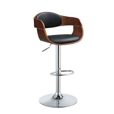 Camila - Stool - Black PU & Walnut - Metal - 44" - Grand Furniture GA