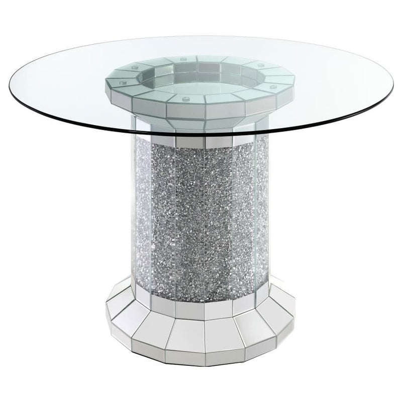 Ellie - Pedestal Round Glass Top Counter Height Table - Mirror - Grand Furniture GA