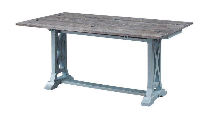 Bar Harbor - Hand Painted Table With Plank Style Top.