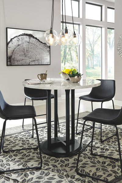 Centiar - Black / Gray - 5 Pc. - Counter Table, 4 Upholstered Barstools.