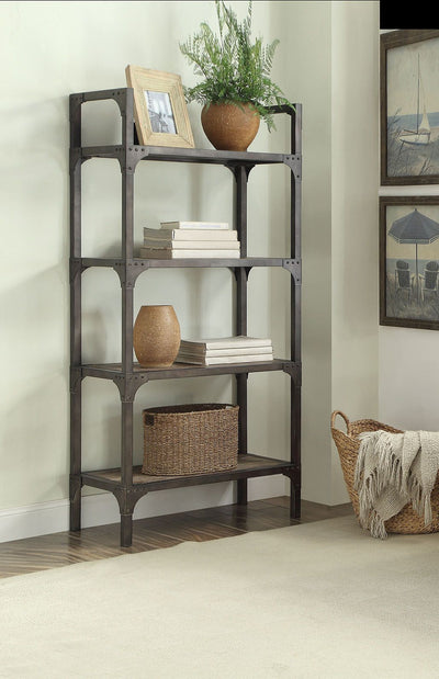 Gorden - Bookshelf - Weathered Oak & Antique Silver - Grand Furniture GA