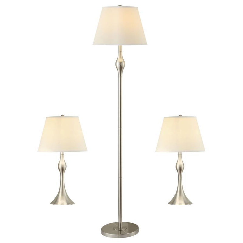 Griffin - 3 Piece Slender Lamp Set - Brushed Nickel - Lamp Sets - Grand Furniture GA