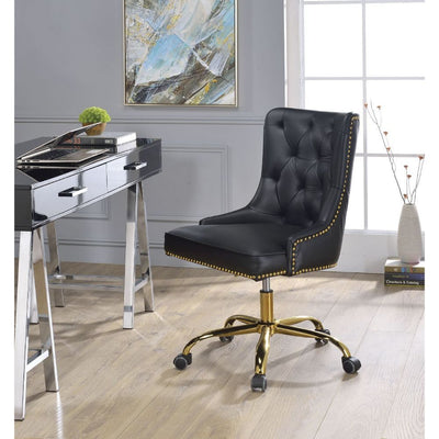 PUrlie - Office Chair - Black PU & Gold - Grand Furniture GA