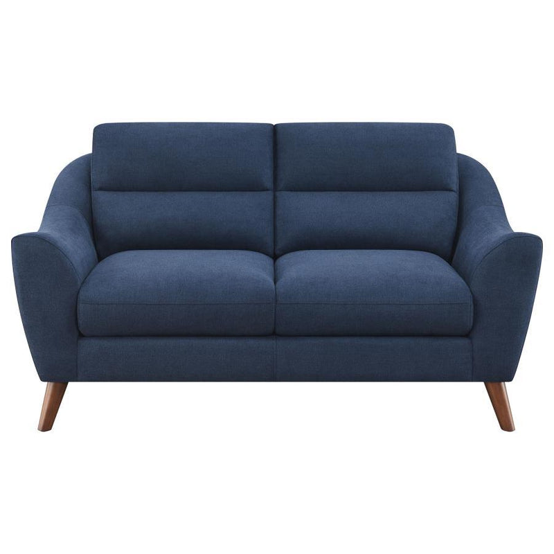 Gano - Sloped Arm Upholstered Loveseat - Navy Blue.