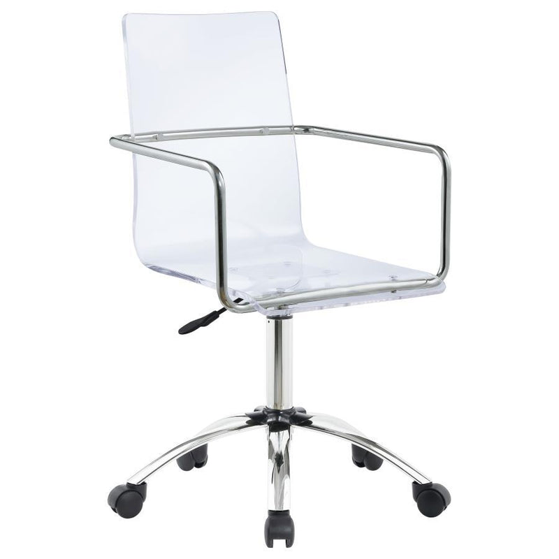 Amaturo - Office Chair With Casters - Clear And Chrome - Swivel Chairs - Grand Furniture GA