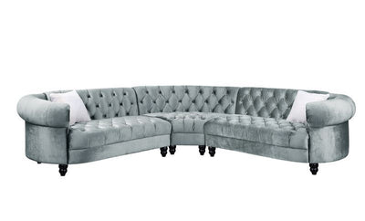 Qulan - Sectional Sofa - Light Blue Velvet - Grand Furniture GA