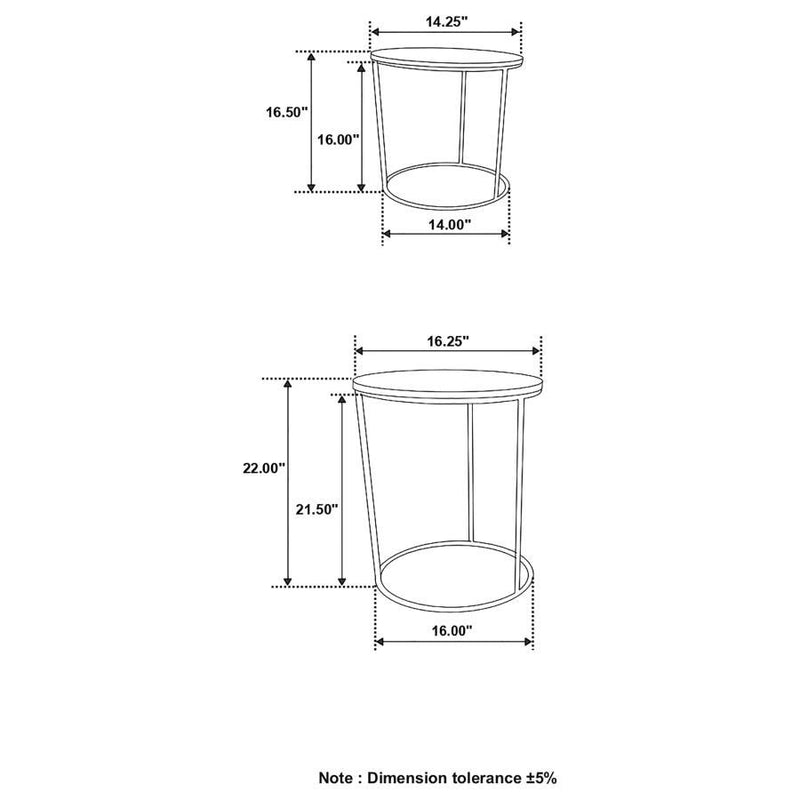 Vivienne - 2-Piece Round Marble Top Nesting Tables - White and Gold.