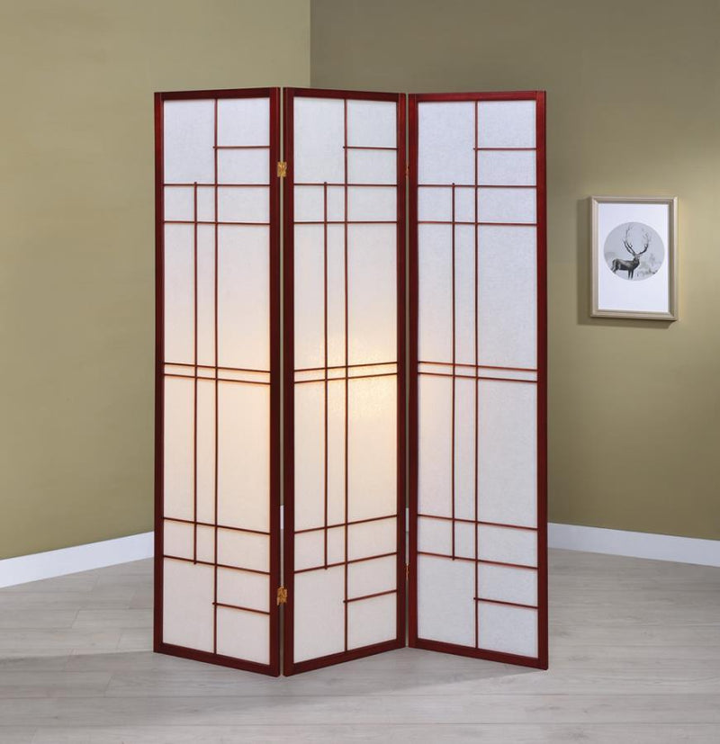 Katerina - 3-Panel Folding Floor Screen - White And Cherry