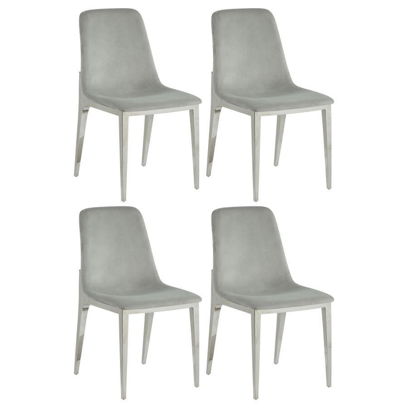 Irene - Upholstered Side Chairs (Set of 4) - Light Gray And Chrome