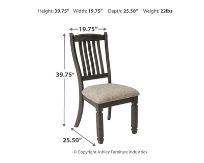 Tyler - Black / Grayish Brown - Dining Uph Side Chair (Set of 2) - Slatback.