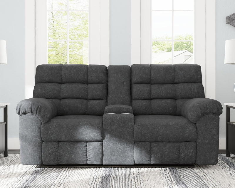 Wilhurst - Marine - Double Rec Loveseat W/Console.