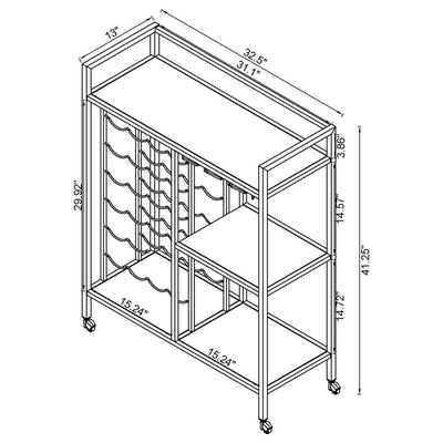 Derion - Glass Shelf Serving Cart With Casters - Chrome - Grand Furniture GA